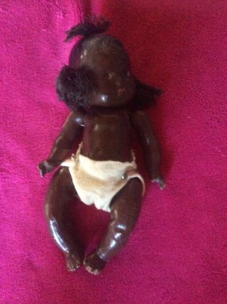ADORABLE VINTAGE BLACK AMERICANA BABY DOLL,  JOINTED COMPOSITION BODY 7” Long 2