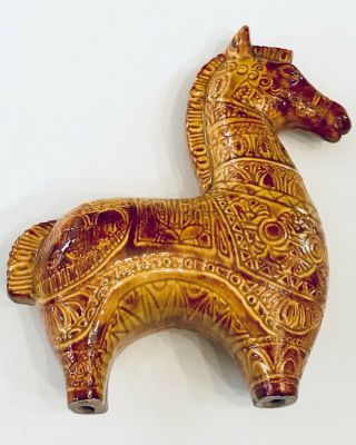 Aldo Londi Bitossi Style Horse Art Mid Century Modern Pottery Sculpture Signed
