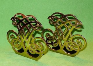 Set Of 2 Virginia Metalcrafters Solid Brass Bookends Thomas Jefferson Cipher.