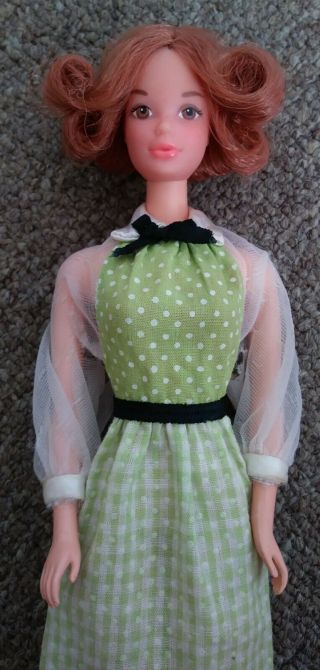Vintage 1973 Barbie Quick Curl Kelley Doll With Dress Stunning