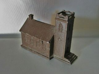 Vintage Antique Cast Metal Still Bank Building Little Brown Church In The Vale