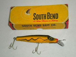 Vintage South Bend Pike Oreno Wood Lure W/ Box & Insert Shadow Wave Color