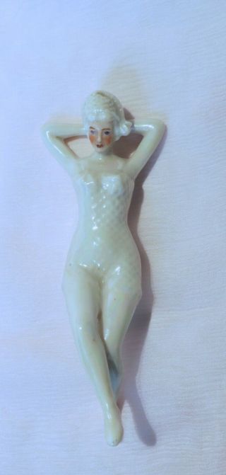 Sweet Antique All Bisque Bathing Beauty/ Belle Germany (?) Porcelain Half/doll