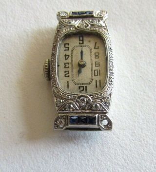 Antique Deco M.  Nicolet Ladies 18K White Gold & Diamonds Wrist Watch - Repair - NR 6