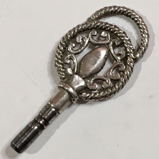 Antique Ornated Silver Or Silver Plated Winding Key,  For Antique Pocket Watch.