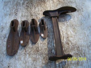 Antique Cast Iron Cobbler Last Shoe Repair Stand W/5 Feet