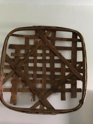 Antique Tobacco Basket,  40” Square,  Brown,  Very Old