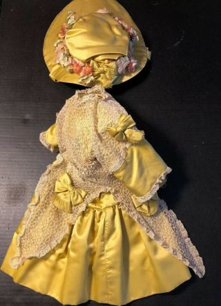 Antique Style Vintage Larger Child Doll Fashion W/matching Hat
