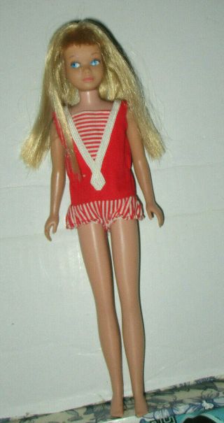 Vintage 1960s Mattel Blonde Skipper Doll 1964 Barbie Sister S/l Swim Suit
