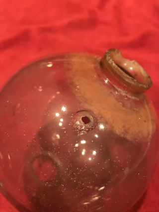 Vintage Glass Lightning Rod Ball,  Purple or Lavender Glass,  Small Hole. 3