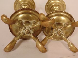 Pr Antique Ornate French Brass Gothic Candlesticks Fleur di Lis Candle Holder 5