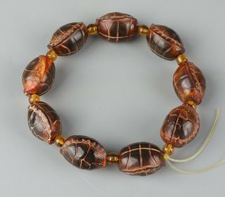 Chinese Exquisite Handmade Turtle Shell Carving Ox Horn Bracelet