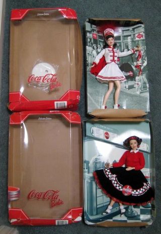 Two Coca - Cola Collector Edition Barbie Dolls 1999 & 2001 In Boxes