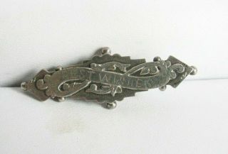 Antique Victorian Best Wishes Sterling Silver 1900 Sweetheart Pin Brooch