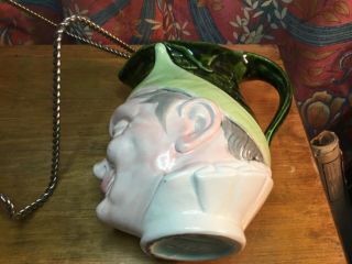 Antique French “Puck” the Court Jester Pitcher by Sarreguemines c.  1890 7