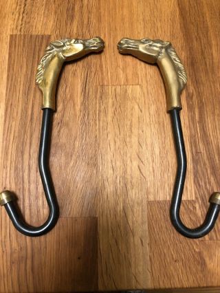 Vintage Brass Horse Head Cowboy Boot Pull Hooks