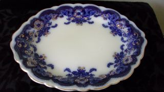 Antique Flo - Blue Platter " Oregon " Johnson Brothers England 11 1/2 L X 8 1/2 W