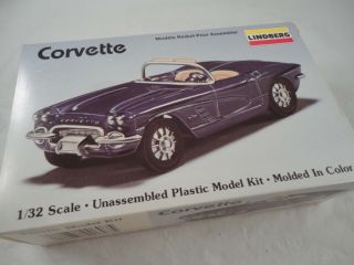 Lindberg Corvette Plastic Model Kit 1/32 Unassembled Car Auto Opened Box