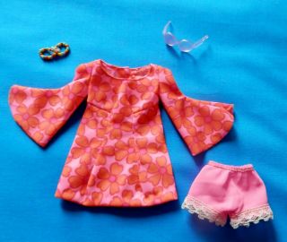 Vintage 1969 Talking Pj Barbie Mod Mini Dress Shorts Beads & Sunglasses