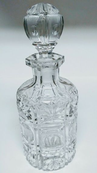 Vintage Glass Whiskey Decanter W/ Stopper Large Dot Pattern 10 " Tall