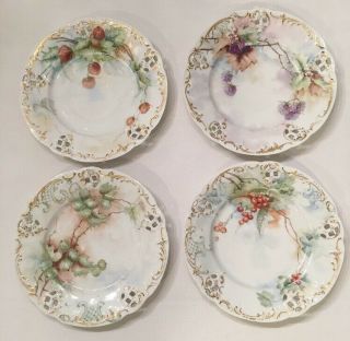 Antique Set Of 4 B.  R.  C.  Molier Rosenthal Germany Porcelain Plates 7.  5 "