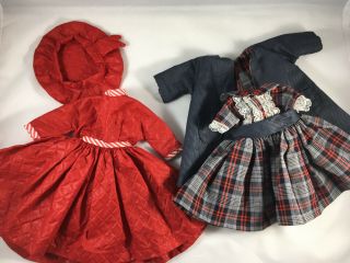 2 Vintage Dresses For Jill - Plaid Dress W - Coat Outfit & Red W - Beret (no Doll)