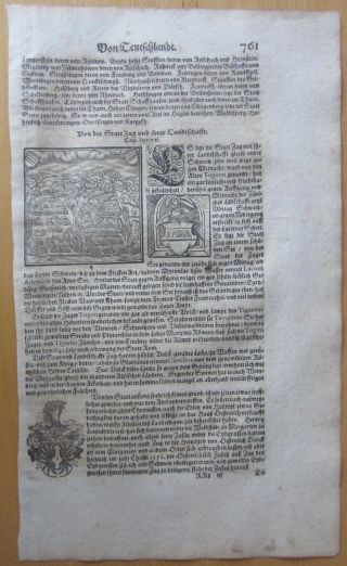 MÜnster/munster: Cosmographia View Of Zug Switzerland - 1628