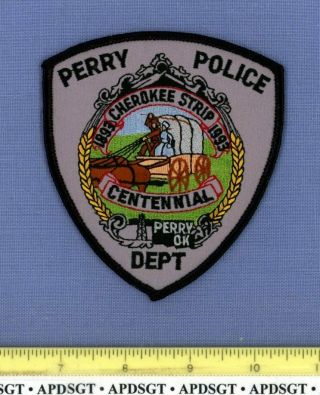 Perry County Oklahoma Sheriff Police Patch Old Conestoga Covered Wagon Oil Well