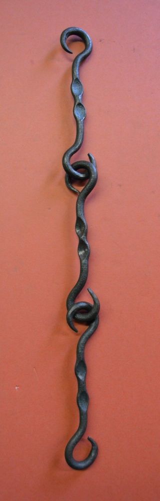 Lighting Lamp S - Hook Chain,  Wrought Iron,  3 Links,  17 ",  Made By Blacksmith Usa