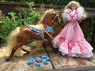 1983 Barbie Brown Horse With Bridle,  Saddle.  Doll Is Irene Saez Rotoplast Venez