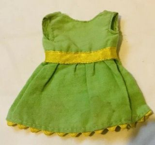 1963 Vintage Green Dress With Yellow Trim Skipper Barbie Doll Clothes Fashion