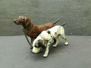 Old Vintage Antique Cold Painted Lead Spelter Hunt Dogs Figures Sculpture Heyde?