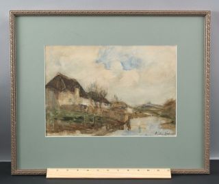 Antique Augustus Koopman Impressionist Watercolor Painting Italian Landscape,  Nr