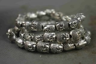 Collectable Miao Silver Carve Buddhism Buddha Head Royak Amulet Old Necklaces
