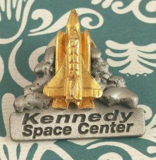 Vintage Kennedy Space Center Lapel Pin.  Souvenir Pewter.  Usa