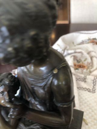 Bronze Sculpture Of Roman Mother And Son Signed Salmson 19 Century 12