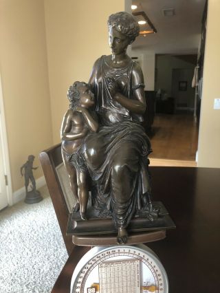 Bronze Sculpture Of Roman Mother And Son Signed Salmson 19 Century