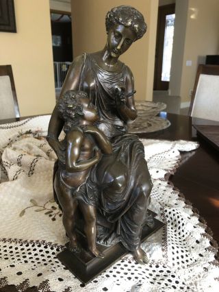 Bronze Sculpture Of Roman Mother And Son Signed Salmson 19 Century 2