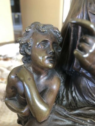 Bronze Sculpture Of Roman Mother And Son Signed Salmson 19 Century 4