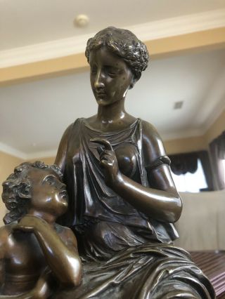 Bronze Sculpture Of Roman Mother And Son Signed Salmson 19 Century 5