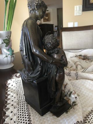 Bronze Sculpture Of Roman Mother And Son Signed Salmson 19 Century 9