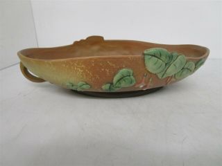 Roseville Pottery Green Double Handled Serving Bowl - Fuchsia 353 - 14 - Antique