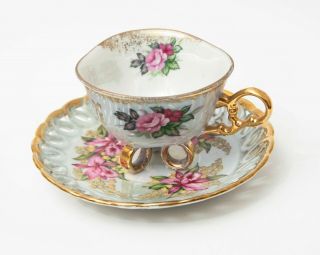 Antique L M Royal Halsey Tea Cup And Saucer - Reticulated Saucer - Unusual