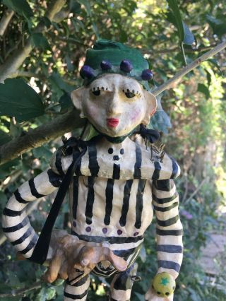 Vintage Judie Bomberger Cirque Du Soleil Jester Ceramic Hanging Puppet