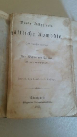 Antique German Book 1856 Dante 