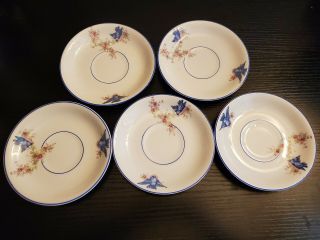 Antique 5.  8 " Blue Bird China Bread Plates By Carrollton China