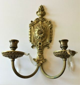 Antique Vintage Solid Brass Candle Wall Sconce Georgian Era