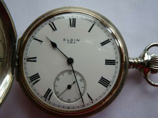 Antique Elgin Hunter Pocket Watch Serviced 7j Silverode Case