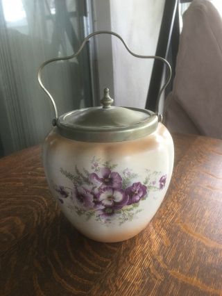 Crown Devon Fieldings Antique (stoke On Trent - England) Biscuit Jar Floral