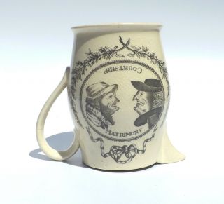 Antique English Creamware Courtship & Matrimony Jug - Slight Damage But Lovely 2